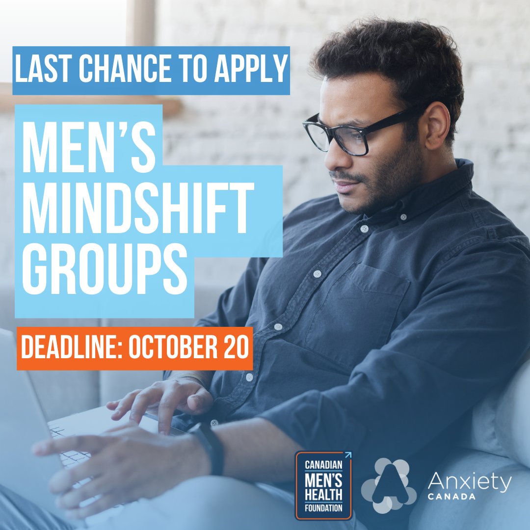 Secure your spot by Friday for the next virtual men’s #MindShiftGroups!

Hosted in partnership with <a href="/anxiety_canada/">Anxiety Canada</a>, the 8-week therapy program helps men learn skills to manage anxiety in a small, supportive group environment.

Apply now: dcm.tips/3Lys37i