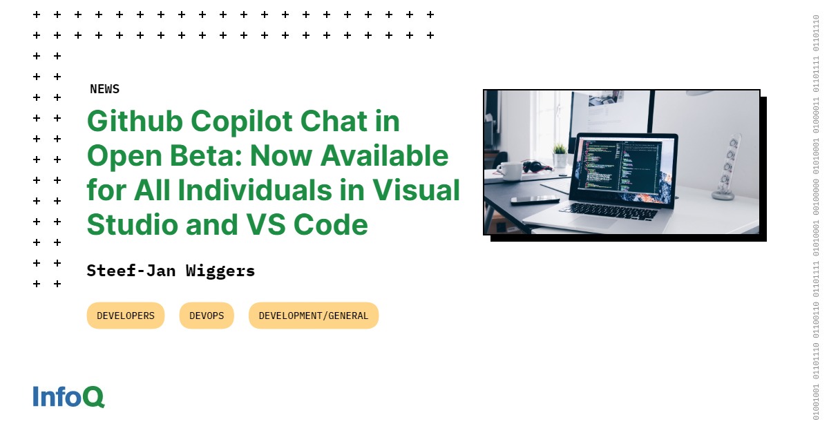 InfoQ's tweet image. Introducing #GitHubCopilotChat - a chat interface that allows developers to ask and receive answers to coding-related questions directly within a supported IDE.

Dive into the details on #InfoQ to explore its features: bit.ly/46yZkHS

#VisualStudio  #VSCode