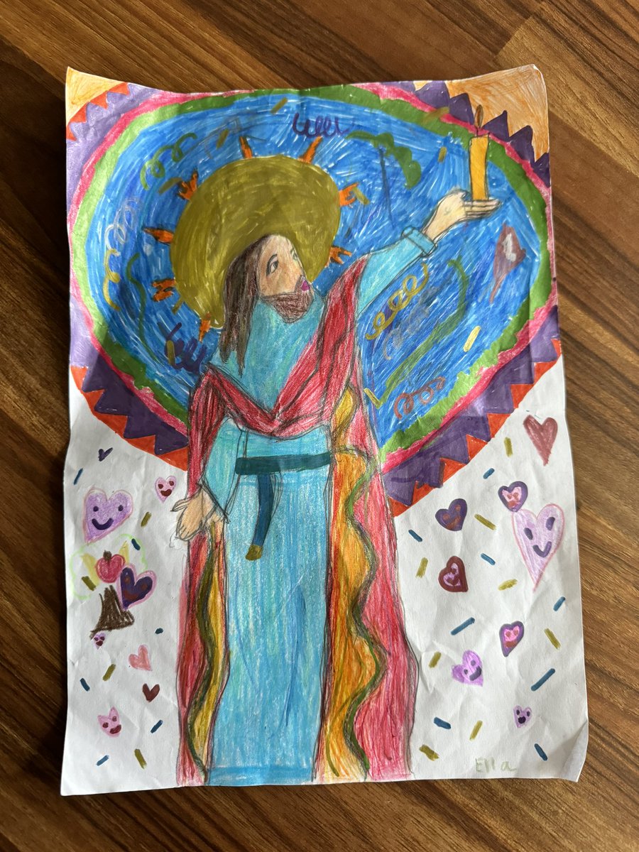 CharlotteVard's tweet photo. A beautiful drawing of Jesus given to me during my visit today to @St_Conleths by a student as she prepares for First Holy Communion. 👏🏻👏🏻 @newbridgeparish https://t.co/Ai9XoKhH0n