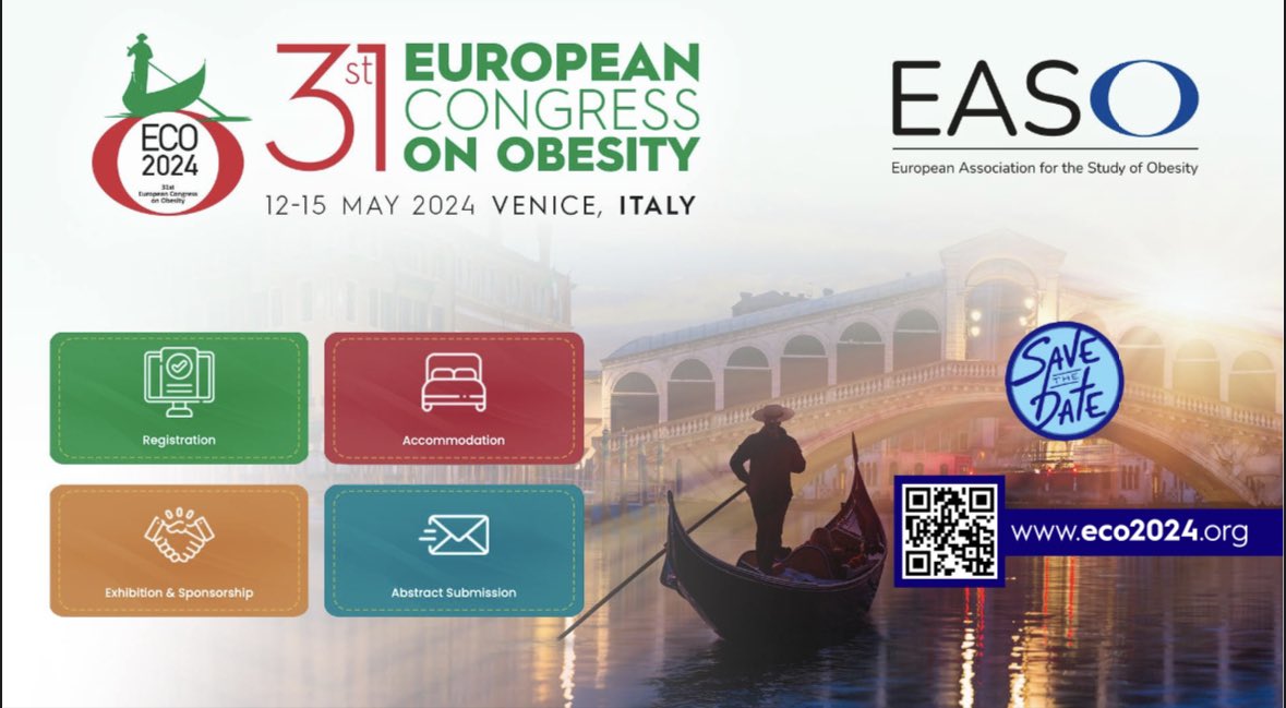 Abstract submission for #ECO2024 is open!

<a href="/EASOobesity/">EASO</a> looks forward to hosting you in Venice 12-15 May 2024 at the 31st annual European Congress on Obesity eco2024.org