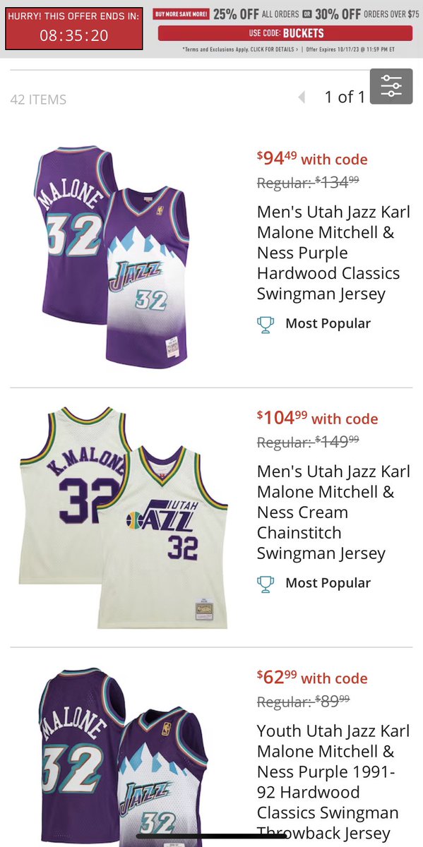 Karl Malone Utah Jazz Mitchell & Ness Youth 1991-92 Hardwood Classics Swingman Throwback Jersey - Purple