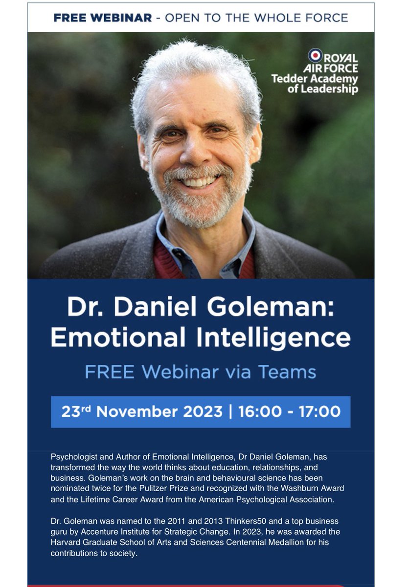 Register now via the TAL Sharepoint site #23962. Free and open to WF. Simples! #tedderacademyofleadership @DanielGolemanEI