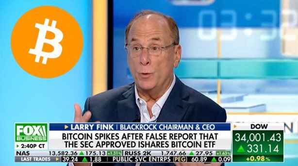 BlackRock CEO on FOX: Today's surge in the market goes beyond mere rumors of a spot #Bitcoin ETF approval. 

According to Larry Fink, it represents a significant "flight to quality." 💼📈 #CryptoNews