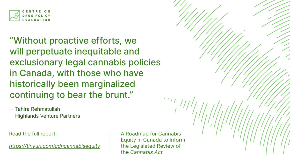 Just released: Our new report offers recommendations for equitable #cannabis policies in #Canada. From policy goals to industry inclusion, from amnesty to tax reinvestments, where's the #equity? cdpe.org/press-release-… #canpoli #drugpolicy #diversity #RepresentationMatters 1/5