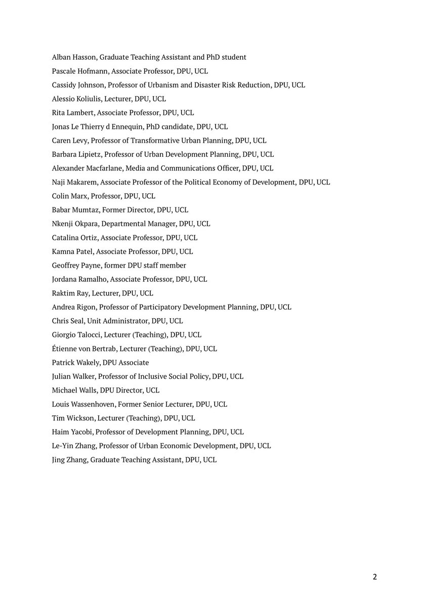 A group of us working at the Development Planning Unit @dpu_ucl wrote this collective statement on the situation in Gaza and Israel.