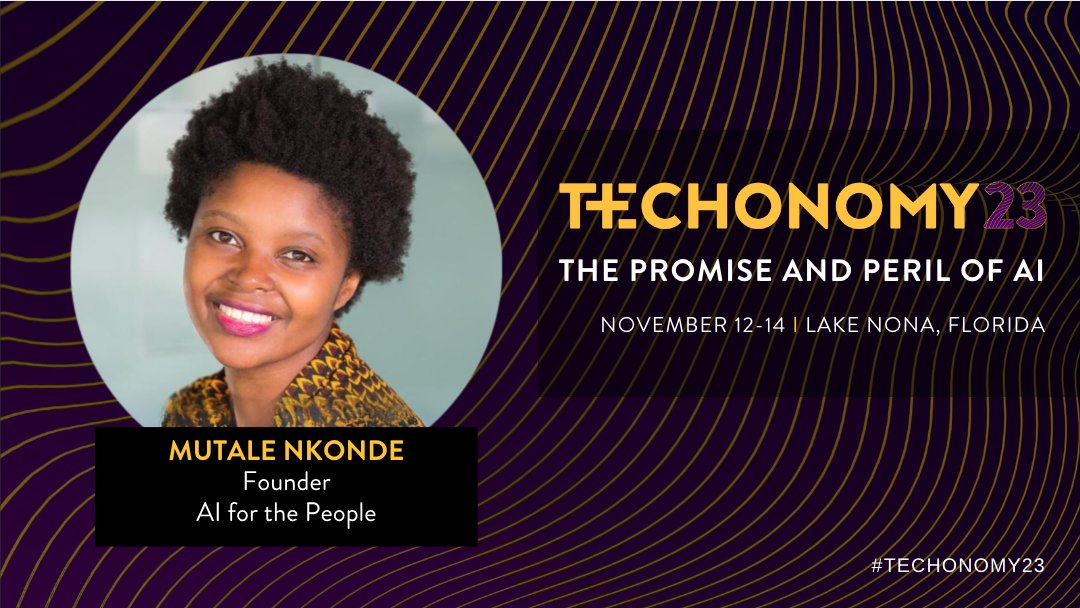 worthmag's tweet image. Meet one of our #Techonomy23 speakers, @mutalenkonde💡
Mutale is an #AI expert, the CEO and Founder of @ai4theppl, + has over a decade of experience as an AI Policy Advisor. 
Learn more about Mutale and register to join us at #Techonomy23 here: hubs.la/Q025R7Ps0