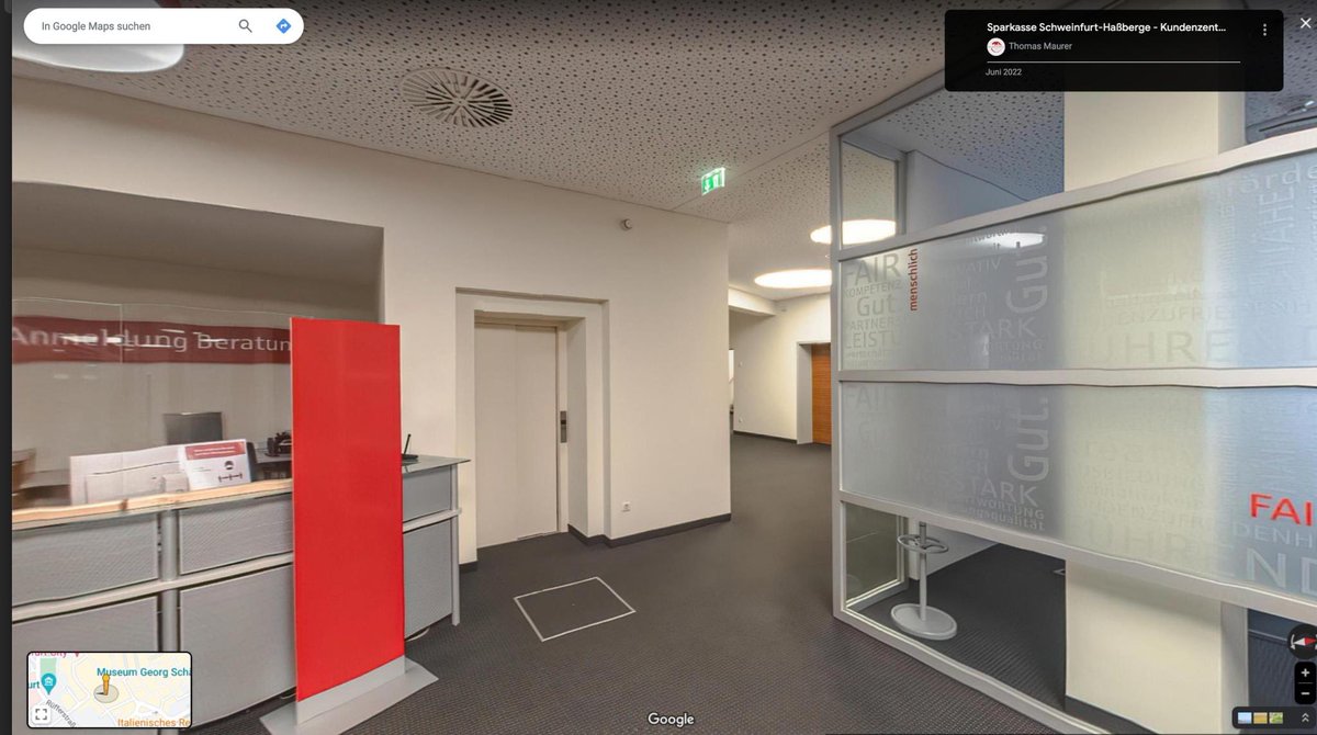 neitherconfirm's tweet photo. Turns out @googlemaps pixelates my pizza place, but still let‘s me explore the inside of my local @sparkasse. Bonus points for finding the camera blind spots. https://t.co/qdMEY8BICB