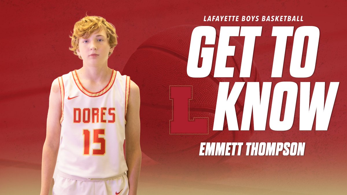 INTRODUCING THE DORES

#15 | EMMETT THOMPSON | 5'7 GUARD

🎙️Favorite Artist: Zach Bryan
🎬Favorite Movie: Remember the Titans
🍕Favorite Food: Steak
🏀Favorite NBA Player: Steph Curry