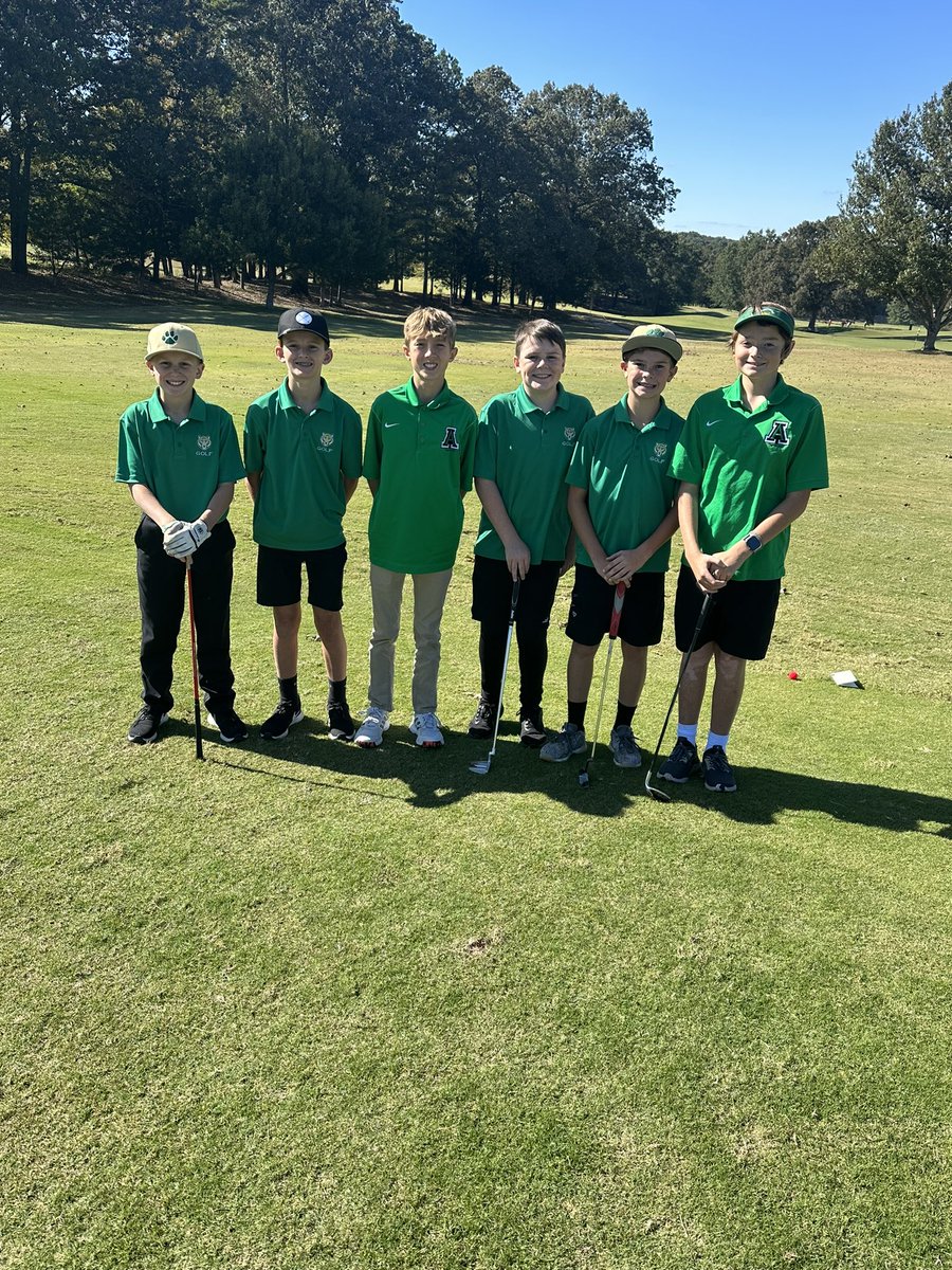 AMS Golf!  Boys region kicked off today at Fields Ferry. Out of 13 boys these were  the top 6 to represent the A!  Jax Standfield, Ben Nida, Chandler Hilburn, Waylon Brown, Ryder Stewart, Aiden Viktora. Go Tigers!