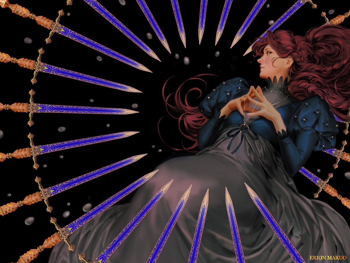 The other endpaper illustration for <a href="/illumicrate/">Illumicrate ✨</a>
edition of Sword Catcher by <a href="/cassieclare/">Cassandra Clare</a>⚔️ #artistsontwitter 

It was fun to position Kel and Lin in a way that made them look at each other across the book pages 😊