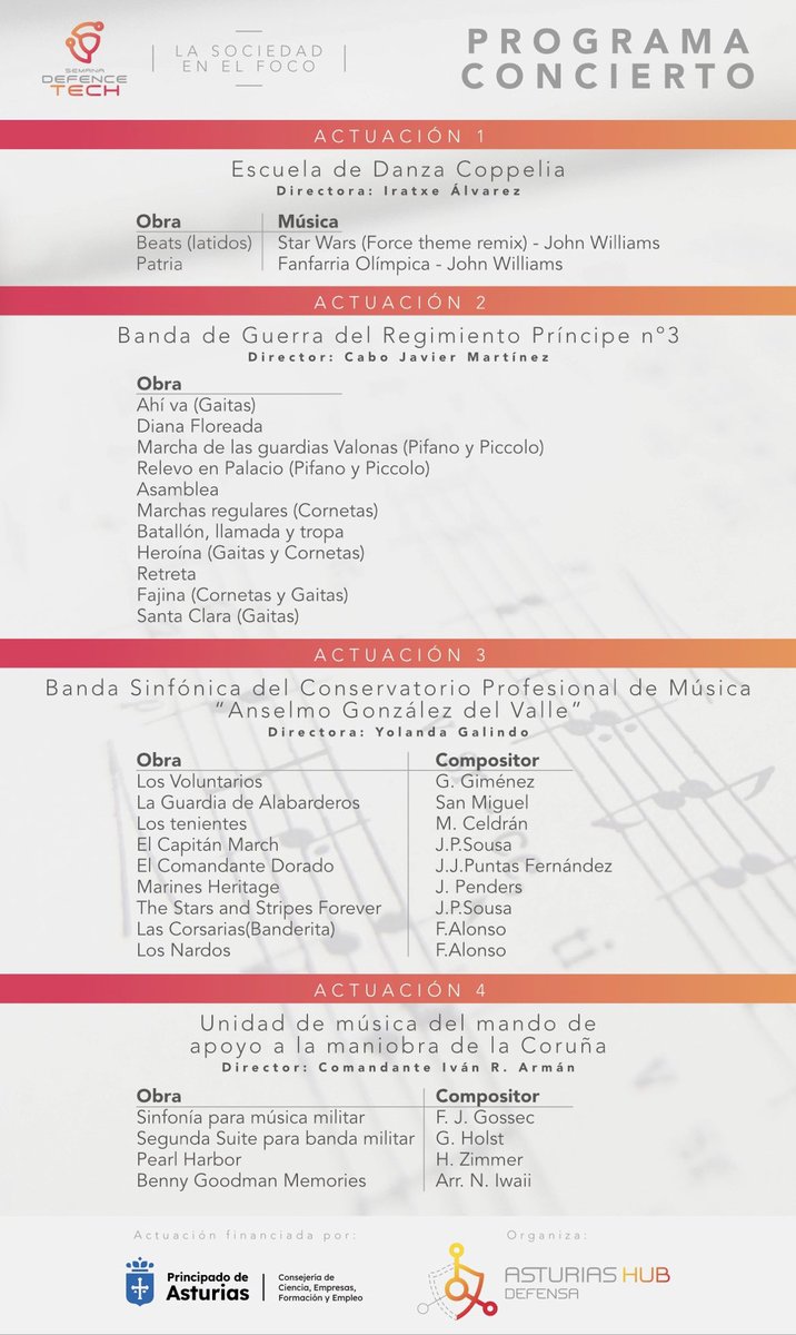 AsturHubDefensa's tweet photo. Ven a la "Semana Defence Tech”👉🏻
Os dejamos aquí el enlace para conseguir invitaciones para el concierto y danza del día 27, los talleres para niños el día 28 y las visitas guiadas en la exposición!
https://t.co/aNhgtvrSXQ https://t.co/1iptYKXPcT