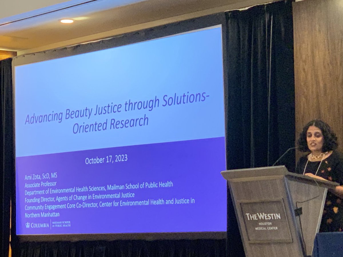 Happening now! @amizota is giving a plenary talk on her beauty justice work at #NIEHS_EHSCC meeting. Really important work!!