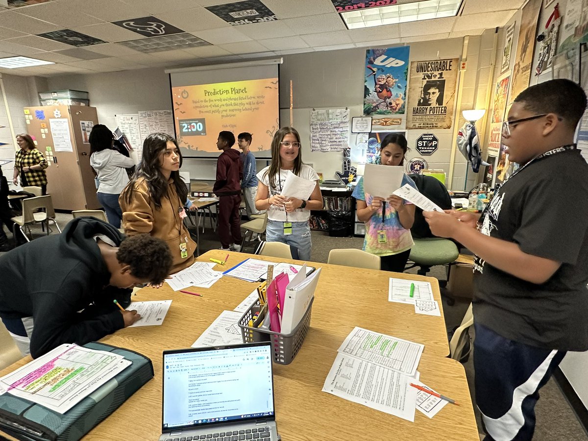 WICOR Spotlight💡: Stand, Share, Sit - Students stand, share their prediction of The Monsters on Maple Street, then sit in Coach Medina’s AVID class. @AMSTIGERS_AVID