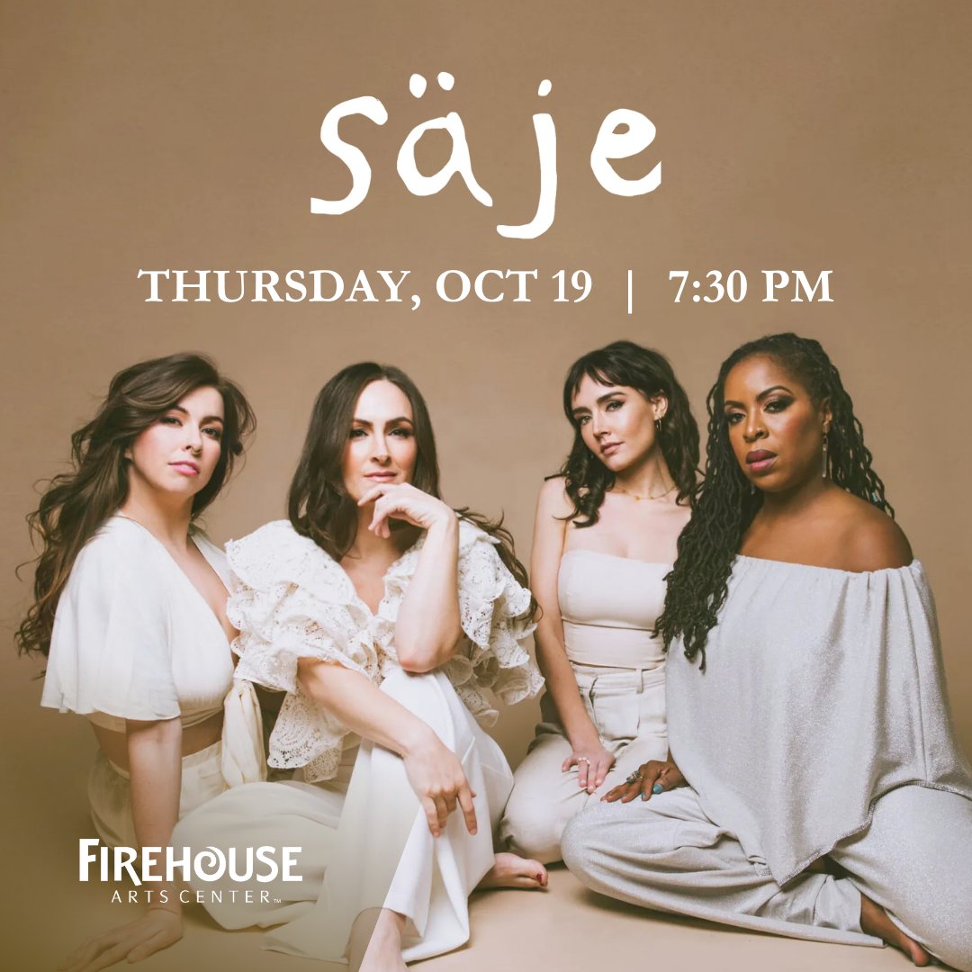 Hear Grammy nominated vocal supergroup säje when they bring their distinctive jazz fusion music to the Firehouse stage! Their harmonious melodies and intricate rhythms promise a captivating musical experience! Get your tickets at firehousearts.org/calendar-event…