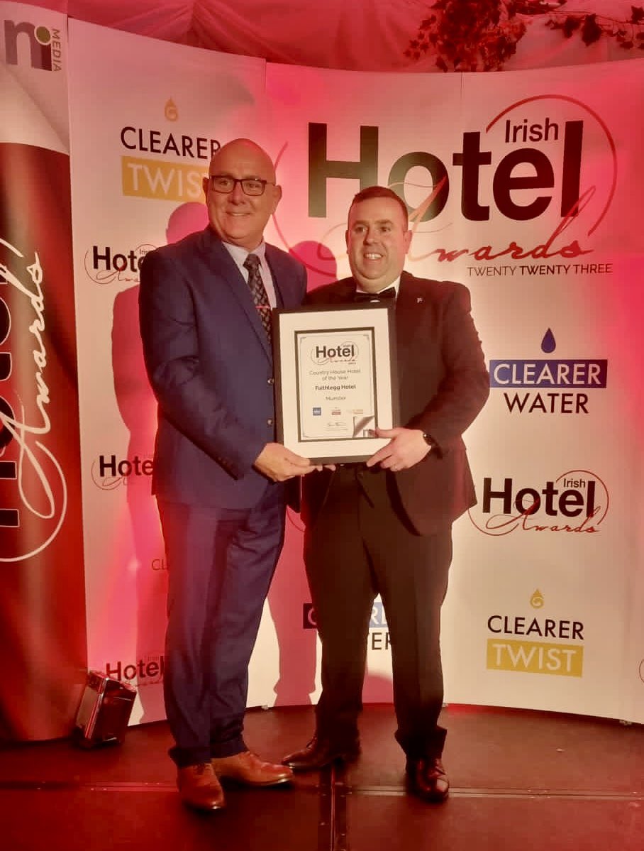 Delighted to receive the award for Country House Hotel of the Year Munster at tonight’s <a href="/IrishHotelAward/">Irish Hotel Awards</a> ✨

#IHA23 #CountryHouseHotel