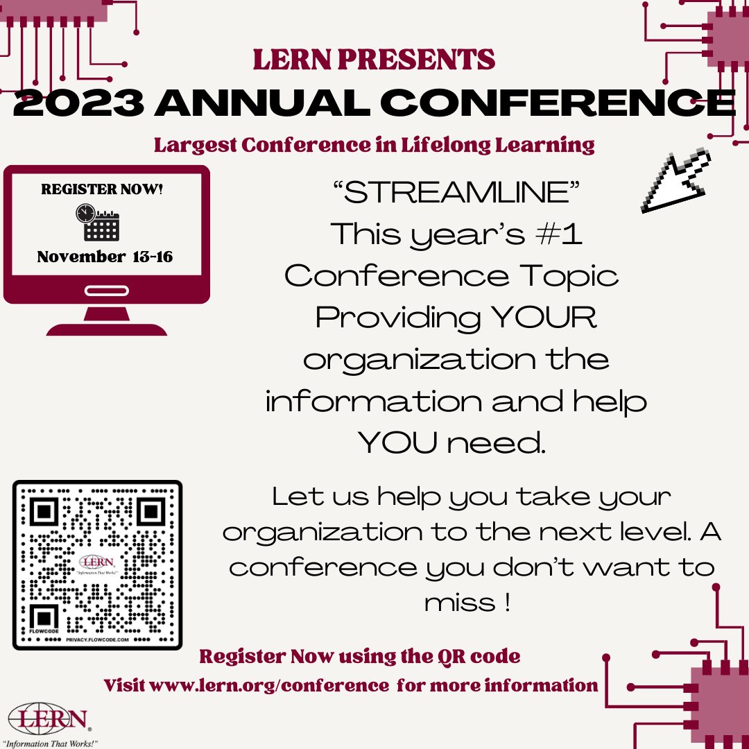 Don't miss out on registering for the largest conference in lifelong learning. A conference and information you don't want to miss!
