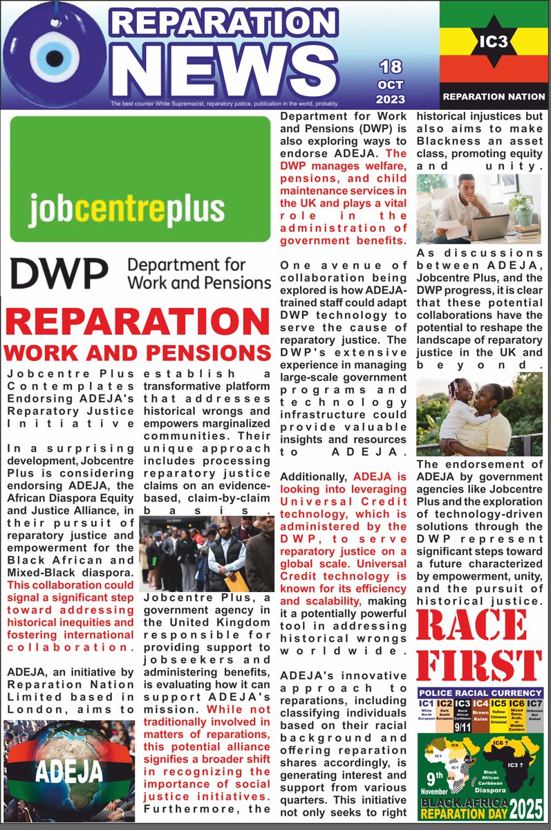 REPNATS's tweet photo. #JobCentre #JobCentrePlus #Quakers #UKReparationsConference23 #ReparationsConference23 #ReparationsConference2023 #ReparationRiot #CommonPurpose #JointEnterprise
#ReparationFashion #ReparationsMasons #ADEJA #MarcusGarvey #MarcusGarveyLibrary #BernieGrantArtsCentre #BernieGrant https://t.co/HZaGNUqE2N