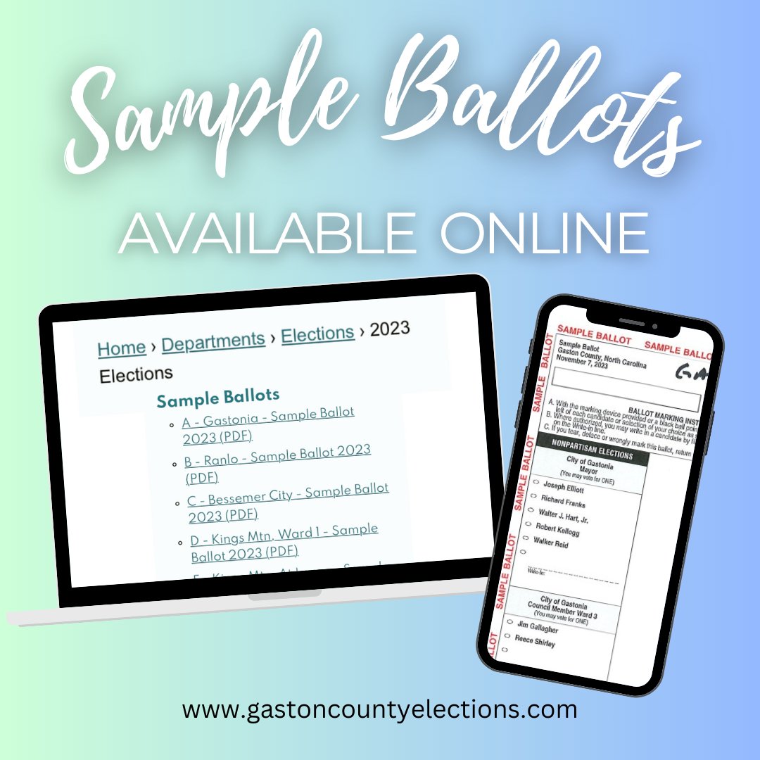 Be prepared whether voting early or on Nov. 7, 2023 Municipal Election Day. Voters living within city or town's limits may view their sample ballot online  -  bit.ly/464MReB - or pick up a copy from our office.
#BeElectionReady #GCElections #YourVoteCountsNC