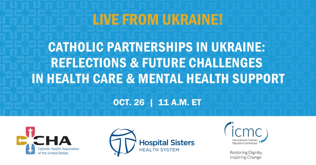 .@HospSistersHS Mission Outreach's Erica Smith and @ICMC_news' @bobvitillo join us Oct. 26 from #Ukraine 🇺🇦 to give insights into issues shaping Ukraine's #medical and #MentalHealth care today. Learn more and register: 👉 hubs.li/Q0257tCS0 #CatholicHealth #GlobalHealth