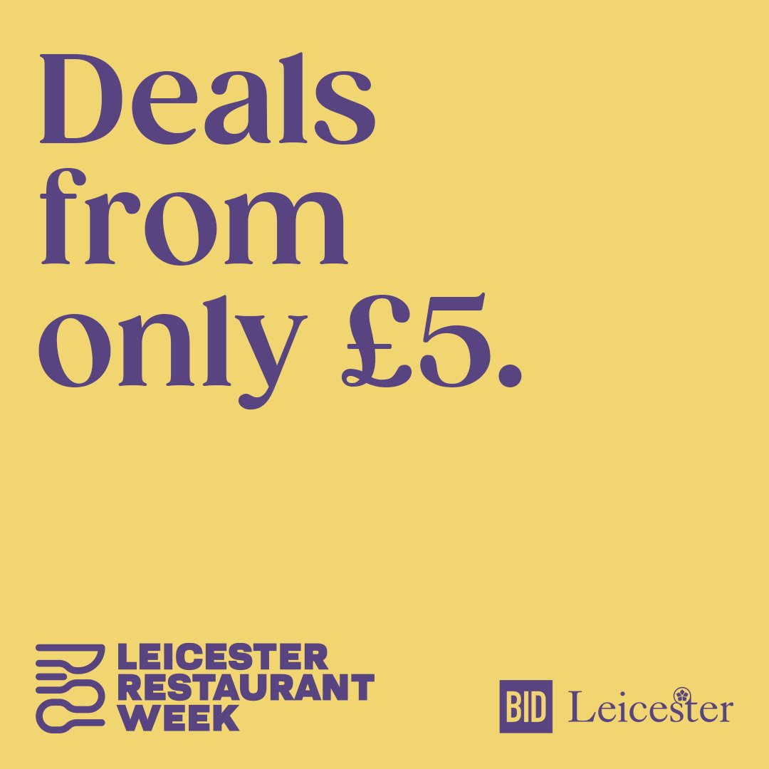 Deals this week start from only £5! Yes, for just £5 you can enjoy...

🍰Coffee &amp; cake at Merchant of Venice and Esquires
🍔Kids burger, fries &amp; shake meal at Crafty
🍺Choice of pub meal and a pint at Revolution 
🥪Kids lunchbox at Curve

AND MORE.
👉 leicesterrestaurantweek.co.uk.