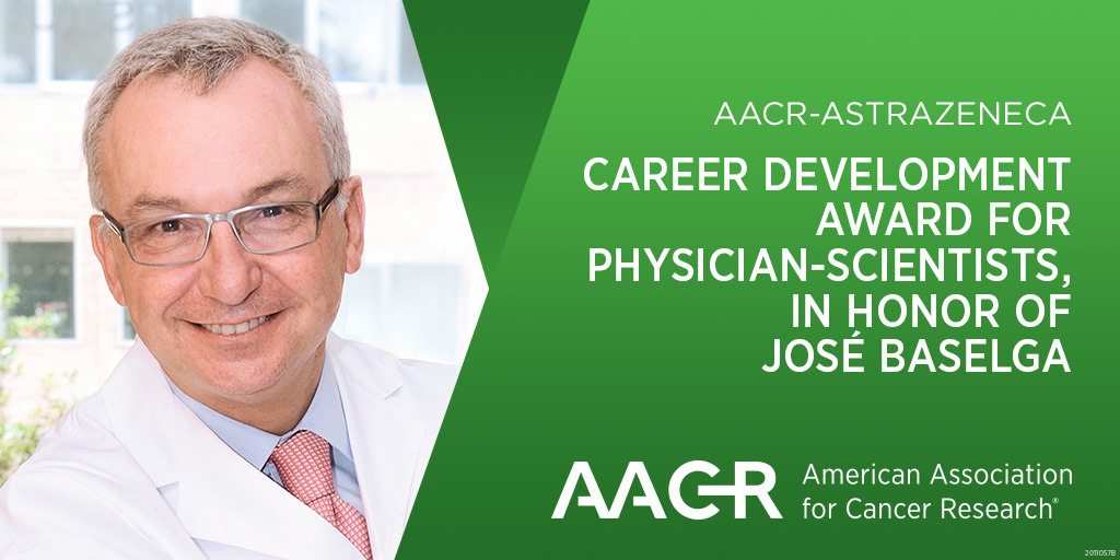 The AACR-AstraZeneca Career Development Award for Physician Scientists, in Honor of José Baselga, is a three-year, $300,000 grant to support projects related to the development of innovative targeted therapeutics. Apply by December 5: 
bit.ly/3Fjwwaq