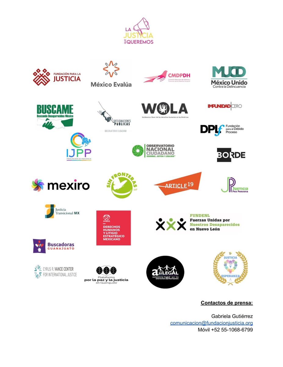 ⚖ Hoy presentamos #LaJusticiaQueQueremos, un colectivo que conformamos más de 25 organizaciones, colectivos y personas interesadas en que la justicia en México sea igual para todos. 
📌 Conoce más acerca de nosotrxs aquí 👇