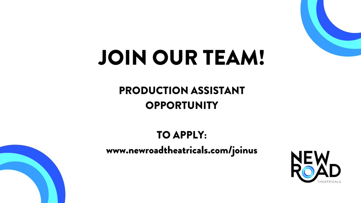 Come and join the team! We are currently recruiting for a Production Assistant to work across our expanding list of productions. For more details, please visit newroadtheatricals.com/joinus