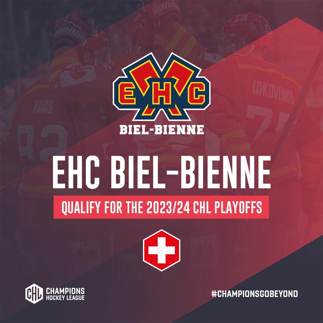 Champions Hockey League (@championshockey) on Twitter photo ❗<a href="/ehcbiel/">EHC Biel-Bienne</a> qualify for the 2023/24 Playoffs! 🔥
The 🇨🇭 team are through to the Top 1⃣6⃣ and will be back in the CHL in November! 🏒
#ChampionsGoBeyond ❗<a href="/ehcbiel/">EHC Biel-Bienne</a> qualify for the 2023/24 Playoffs! 🔥
The 🇨🇭 team are through to the Top 1⃣6⃣ and will be back in the CHL in November! 🏒
#ChampionsGoBeyond