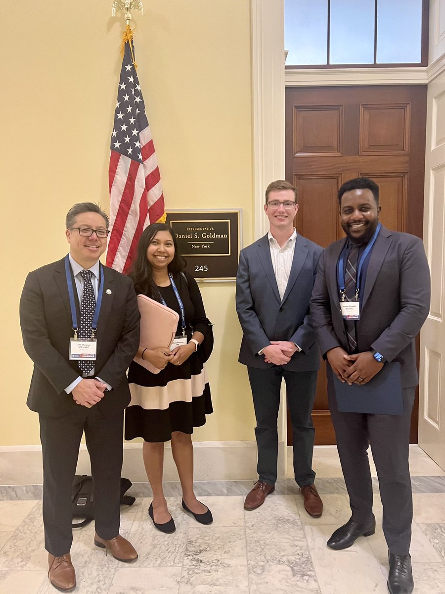 Productive day on the Hill with my @NYSCACC friends for @ACCinTouch Legislative Conference. A big thank you to the offices of @SenGillibrand @SenSchumer @RepDanGoldman for listening to us and for supporting several important bills to improve CV health of our patients.