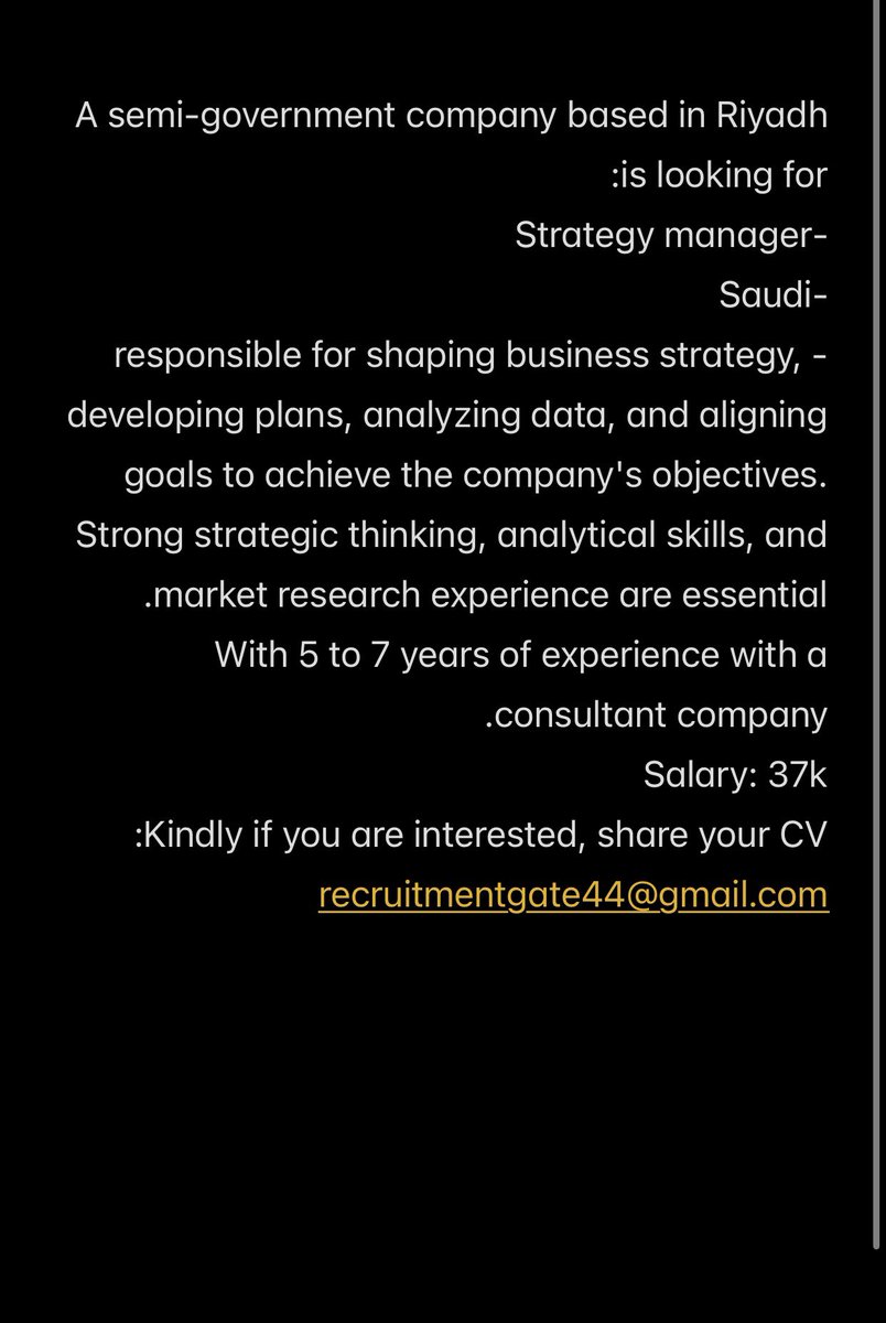 recruitment00's tweet photo. شركة شبه حكومية في الرياض تبحث عن :
مدير استراتيجية
#وظائف_شاغرة 
#الرياض
#مدير
#استراتيجية https://t.co/Hj04NPqWMw