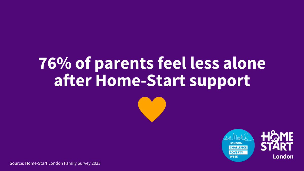 Home-Start volunteers change lives. 💜 76% of parents feel less alone after Home-Start support. Would you like to make a lasting impact on a child’s life? Find out more about volunteering with us 👉 homestart-rkh.org.uk/volunteer/ #ChildPoverty #LDNChallengePoverty #povertyfreeLondon