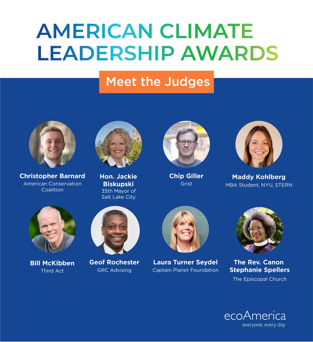 What a stellar line-up of judges for the upcoming 2024 Leaders American Climate Leadership Awards. Don’t miss out on your chance to show off your #climate #leadership and win a share of the $175,000! Apply by 12/15: bit.ly/3Pjxnwu #ACLA24Leaders