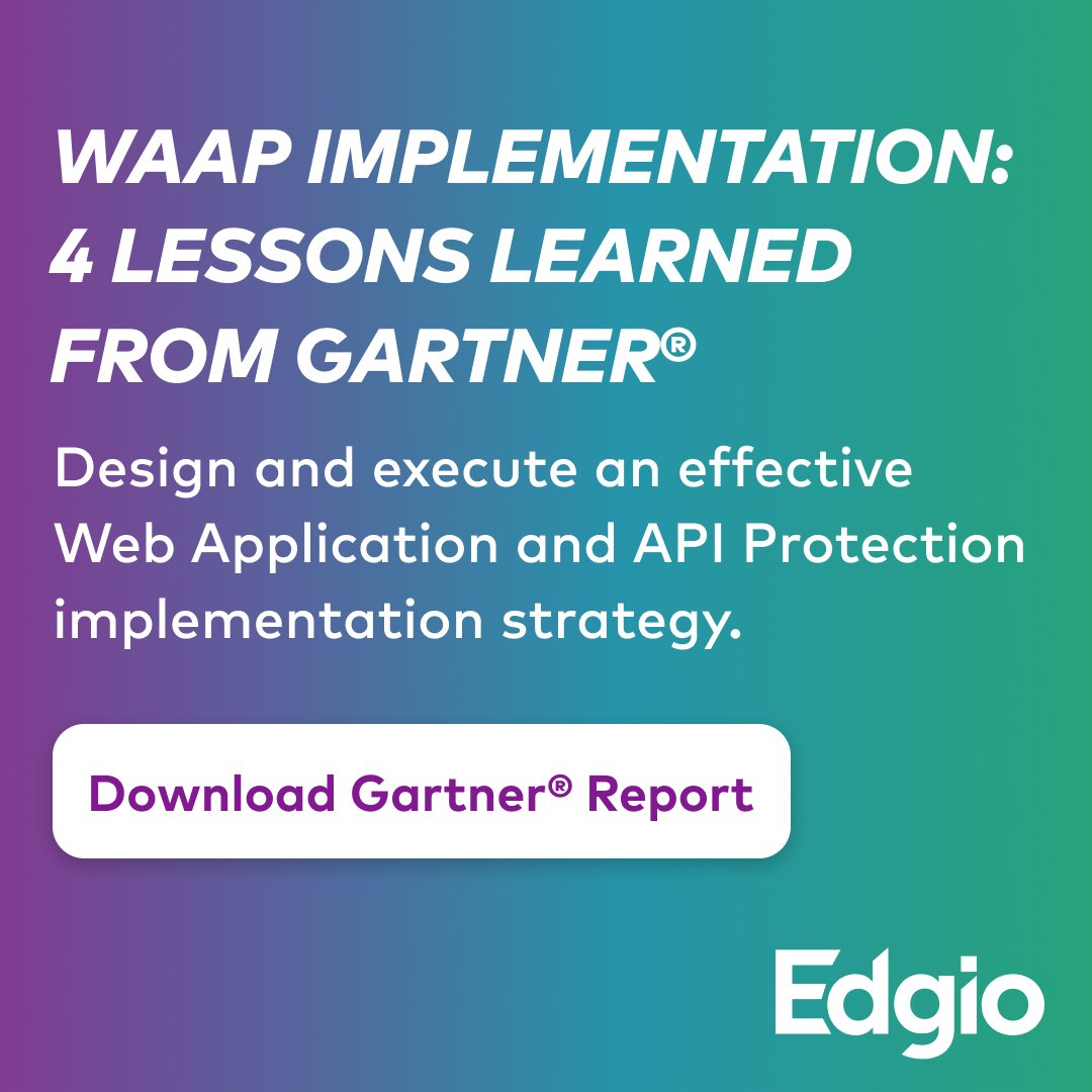 Get ahead of potential roadblocks. Download the Gartner report and learn how to implement  an effective Web Application and API Protection strategy today: bit.ly/3Q1whpo