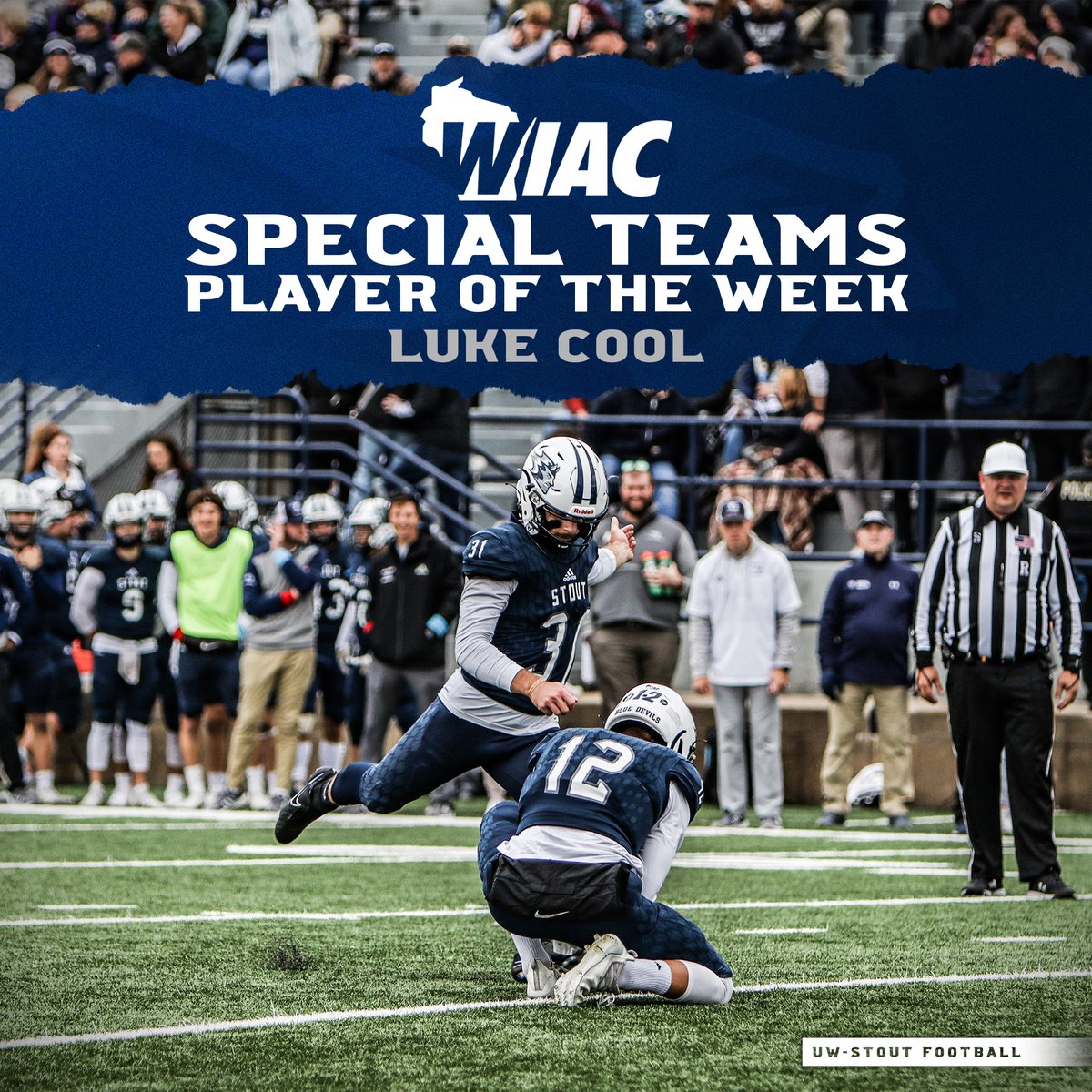 Congrats to <a href="/LukeCool16/">Luke Cool</a> on being named <a href="/wiacsports/">WIAC</a> Special Teams Athlete of the Week!