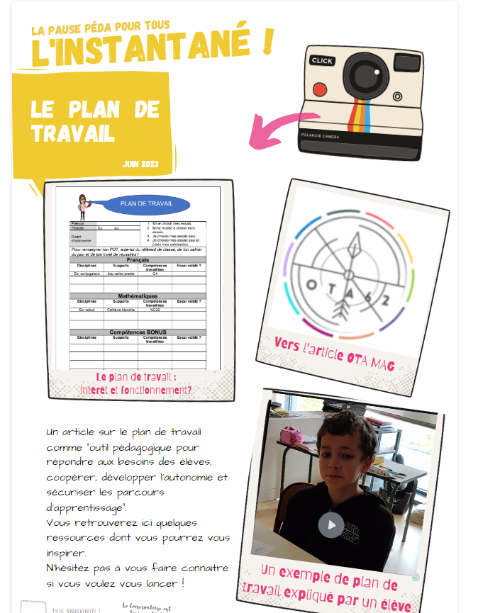 Vous recherchez un outil pédagogique pour répondre aux besoins de vos élèves,  pour développer l'autonomie, pour qu'ils coopèrent, ... ?
Vous retrouverez dans ce ZOOM du mercredi, l'instantané n°39 sur le plan de travail.
conservatoire.etab.ac-lille.fr/instantane-39-…
Bon mercredi ! 😉