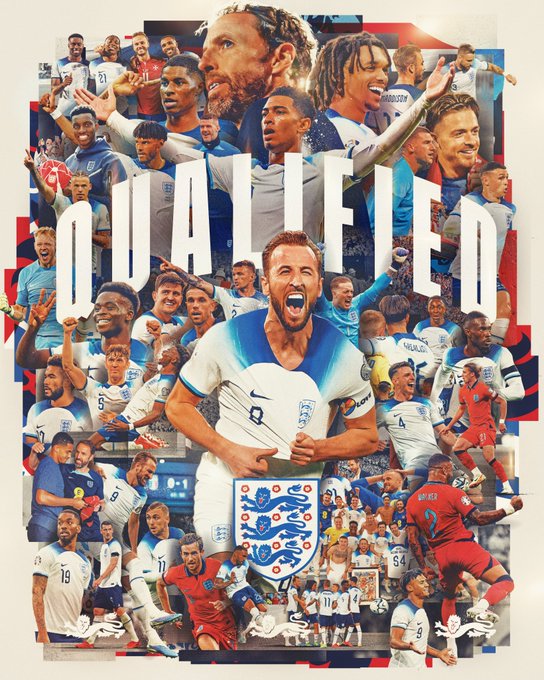 A graphic to celebrate England qualifying for EURO 2024.