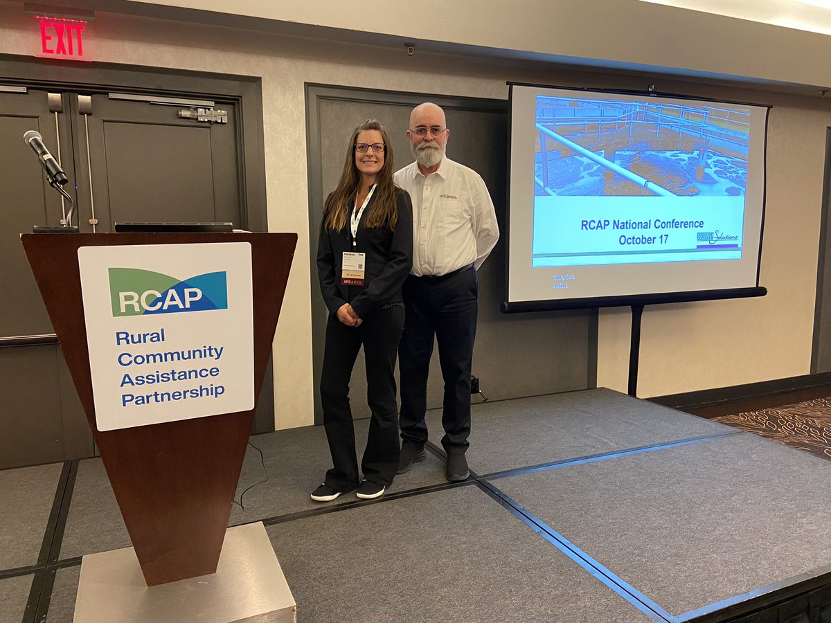 RCAP_Solutions's tweet photo. Rebekah Novak, Community Specialist, and Carlos Velázquez (@CVF_RCAP), Wastewater Manager, gave an enthusiastic presentation to fellow TAPs on “Wastewater Operation Basics &amp; Essential Documents in any Wastewater Treatment Plant” during @RCAPInc’s Conference! #RCAPConference2023 https://t.co/0kh7ihIUsX