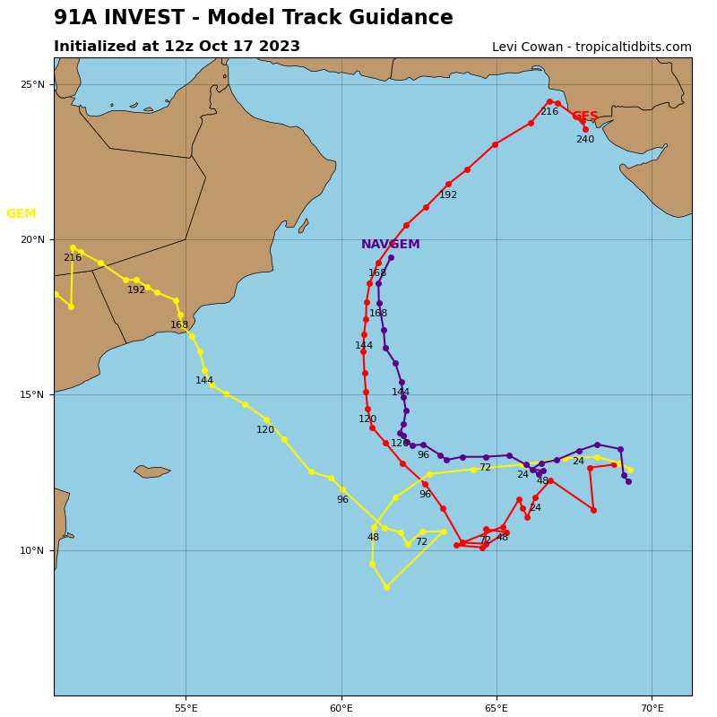LimWeather's tweet photo. #ArabianSea has #Invest91A, WNW of #Lakshadweep, #India, forecast to head either W or recurve to the north then NE; interests from N #Somalia to #Gujarat incl #Pakistan, SE #Iran, #Oman, #Yemen should watch this closely!
#Tropicswx #wxtwitter #Tej #Cyclone #91A #ARB02 https://t.co/qHufESUqOg