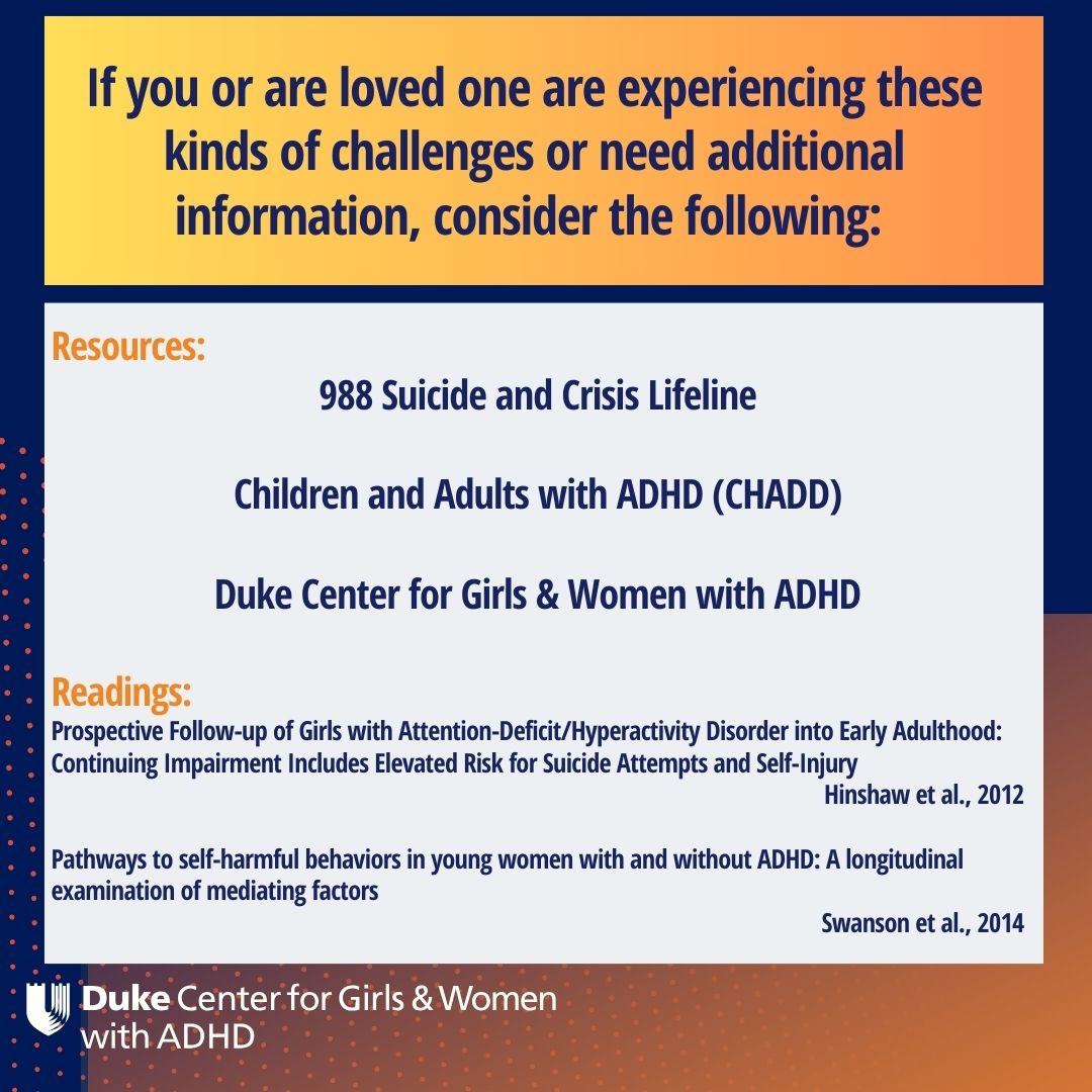 Being a girl or woman with ADHD is linked to unique difficulties. For more information, check out this #TruthTuesday post and visit our website at adhdgirlsandwomen.org. #ADHDAwarenessMonth #ADHDinGirls #ADHDinWomen #ThinkingDifferently #DukeHealth