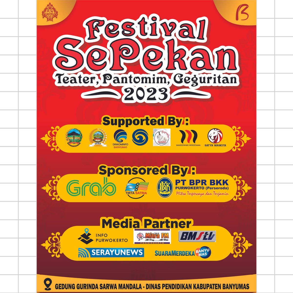 Mayuhhhh lurrr pada nonton festival seni pertunjukan (SEPEKAN) 2023, menampilkan puluhan pentas seni dari SD, SMP, SMA se-Kabupaten Banyumas

📍Gedung Gurindra Sarwa Mandala, Dinas Pendidikan Kabupaten Banyumas

#betterbanyumas #kabbanyumas