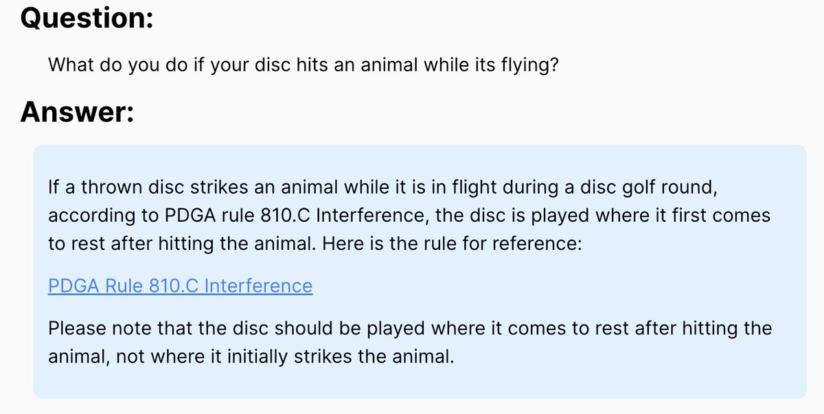 fairwayai's tweet photo. Ever wonder what happens if your disc accidentally hits an animal? Now you know

#discgolf #discgolfrules #thefairway https://t.co/Pos4GxnrD3