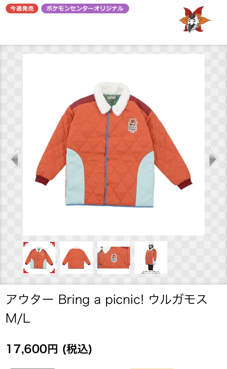 ポケモンセンター アウター さりげ Bring a picnic! ウルガモス Kids