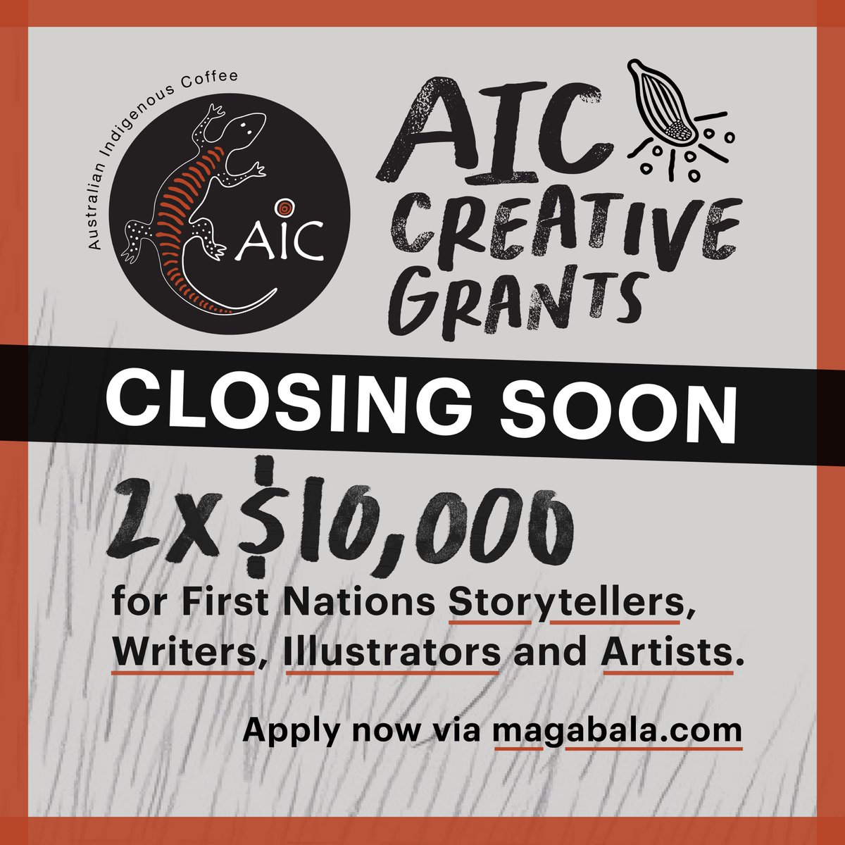 The 2023 Australian Indigenous Coffee Creative Grants are closing soon! A grant for First Nation storytellers, writers, illustrators and artist. Applications can be submitted via Magabala.com #CreativeGrants #magabalabooks