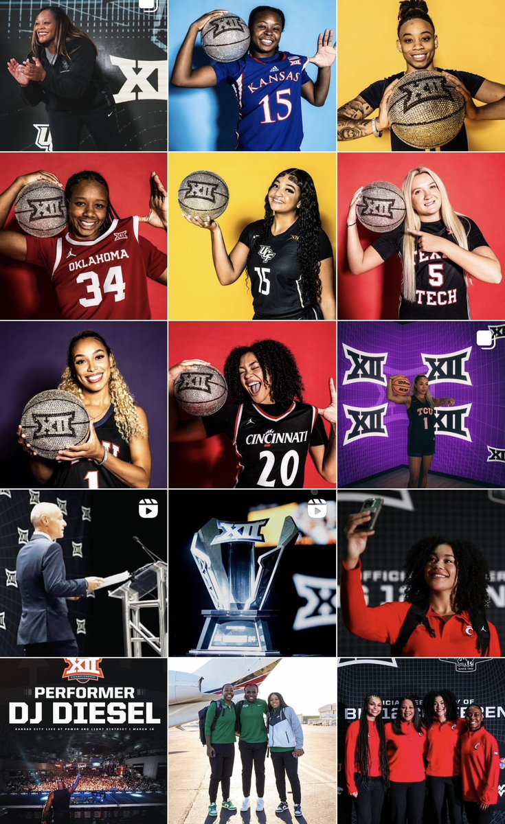 Big 12 Women’s Basketball Student-Athletes & Coaches brought the energy all day today in KC. 📸🎥💻 The result is a beautiful Grid showcasing our brand & teams. #Big12Tipoff This is the Big 12. 𝗫𝗜𝗜 𝗖𝗼𝗻𝘁𝗲𝗻𝘁 𝗠𝗮𝗰𝗵𝗶𝗻𝗲