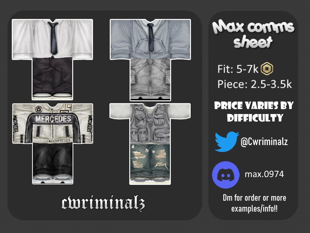 cwriminalz's tweet image. Opening commissions :D!!
Feel free to dm to ask or order on twitter or discord :)) --------------------------------------------------------- #RobloxDesigner #RobloxDeveloper #Roblox #RobloxDev #robloxart