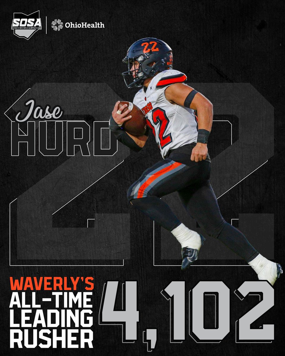 Congratulations to <a href="/WaverlyTigersFB/">Waverly Tigers Football</a>'s <a href="/JaseHurd/">Jase Hurd</a> on becoming the school's all-time leading rusher.

In a win over Northwest last week, Hurd rushed for 330 yards and five touchdowns. His career rushing total now stands at 4,102 yards ... and counting.