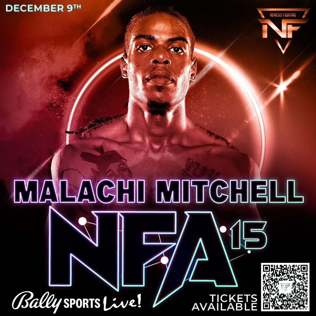 Nemesisfighting's tweet image. Malachi Mitchell is ready to get his hand raised on Saturday, December 9th at #Nemesis15 inside Ballpark Village St. Louis 

🎟Get your tickets NOW at bit.ly/NEMESIS15
or 📺 Watch LIVE at www.nfa fights.com!

#NemesisFightingAlliance #localmma #livemma #STL
