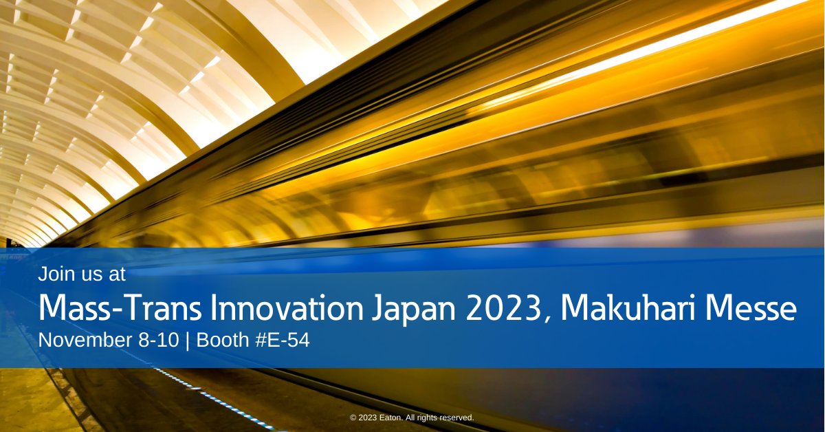 eatoncorp's tweet image. Our connectors offer proven safety, durability and efficiency for railway systems and components. Visit us at Mass-Trans Innovation Japan 2023 and learn more at: eaton.works/46T0AW5
#RailwayTechnology