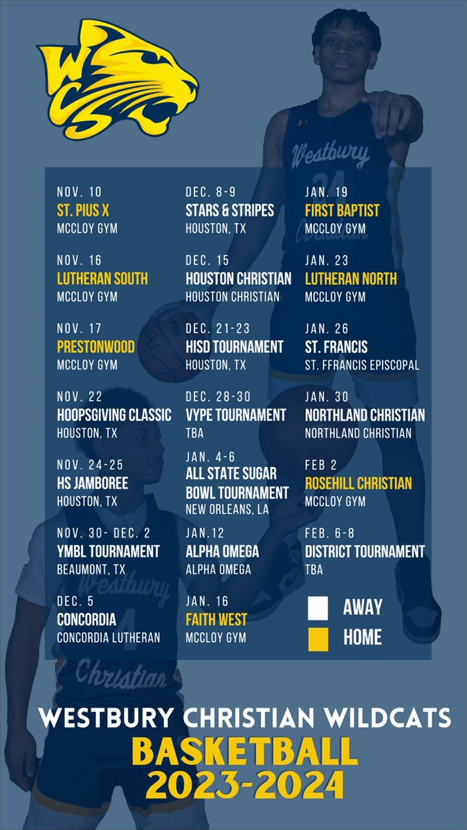 WCSwildcats1's tweet photo. Basketball season has finally arrived! Check out our Boy’s Basketball Season and Tournament Schedules! Be sure to add these to your calendar and come out and support our Wildcats!
#WCSWildcats #VarsityBasketball https://t.co/btEqcRZjX4