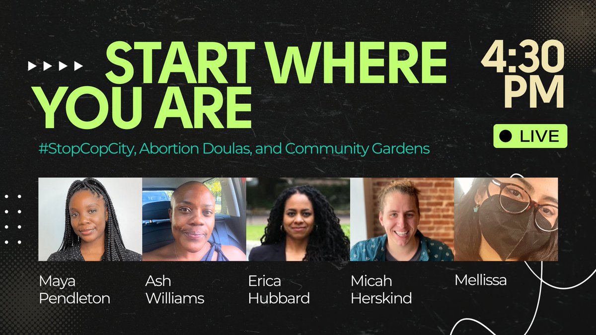 upendmovement's tweet photo. Our final panel! Moderated by @mvpendleton and featuring @Ash_Bash23, Erica Hubbard, @micahinATL, and Mellissa of @LiberateHTX. 

Start Where You Are: #StopCopCity, Abortion Douglas, and Community Gardens. #HowWeEndUP23 https://t.co/o1w3z90668